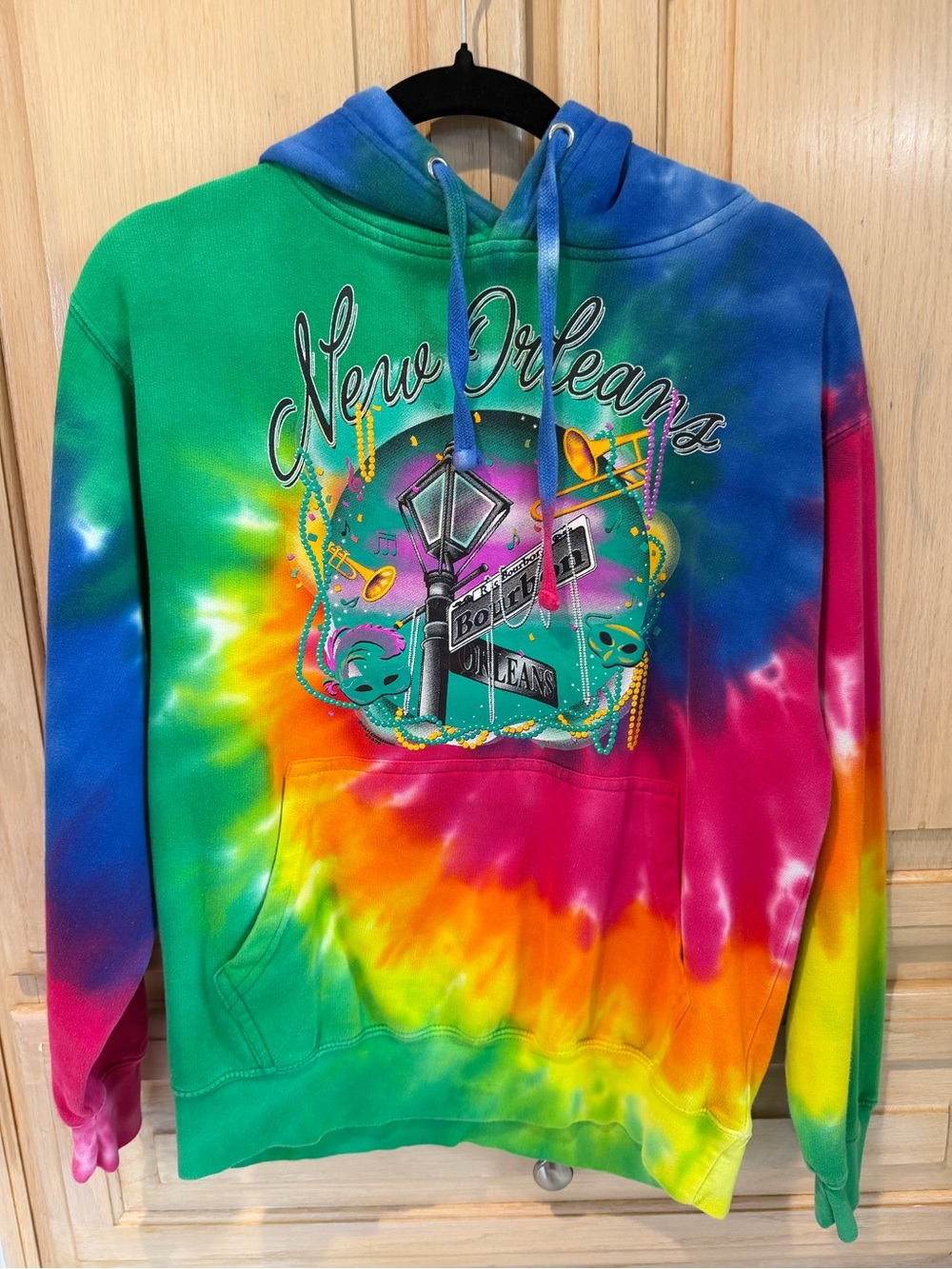 Nola Tie-Dye New Orleans Pullover Hoodie in Green, Blue, Pink, Yellow, Orange